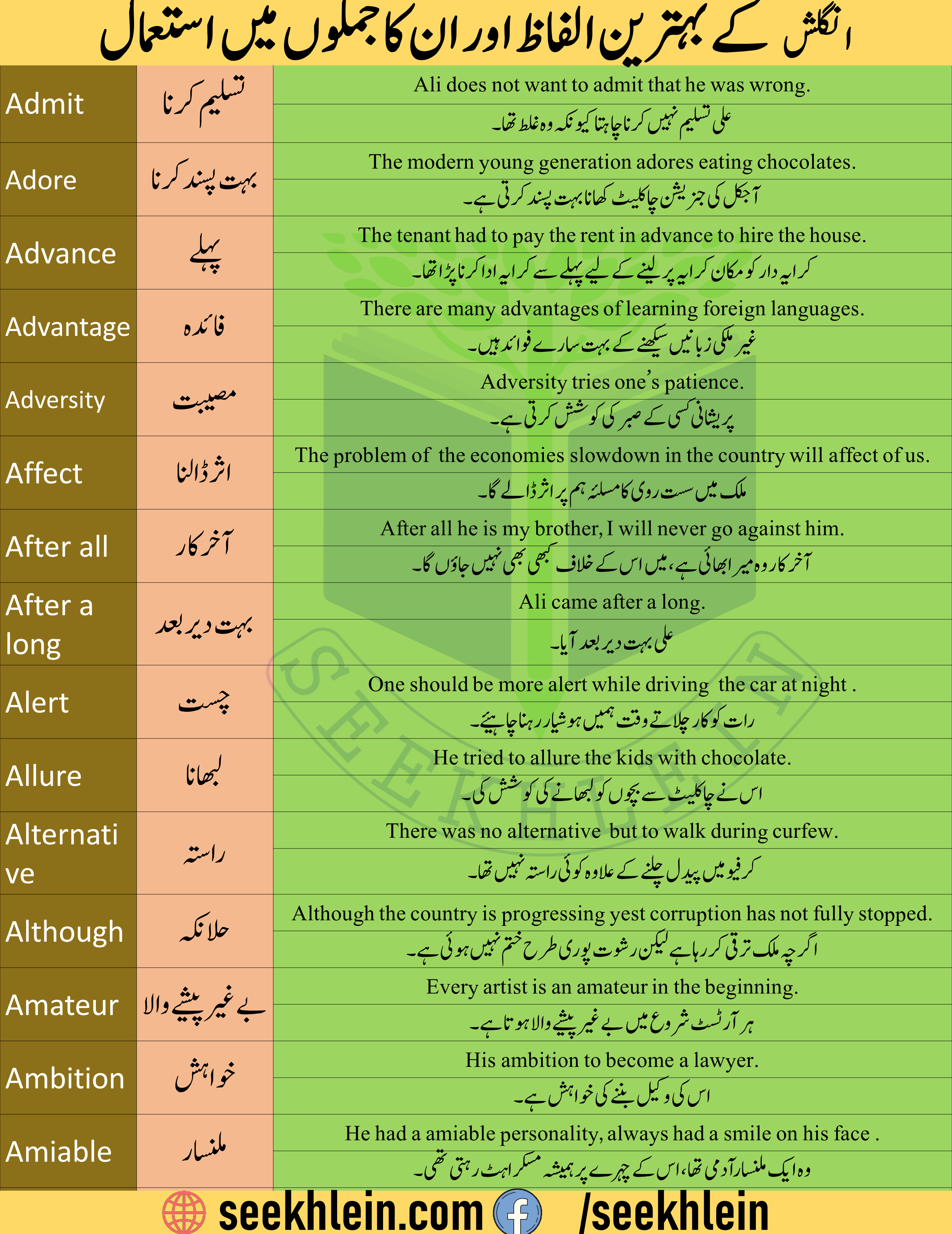 every day used 45 vocabulary words in daily life