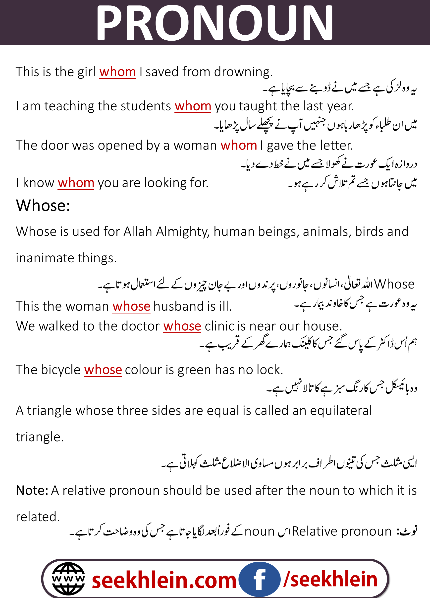 Pronoun Examples In A Sentence Whose, Whom