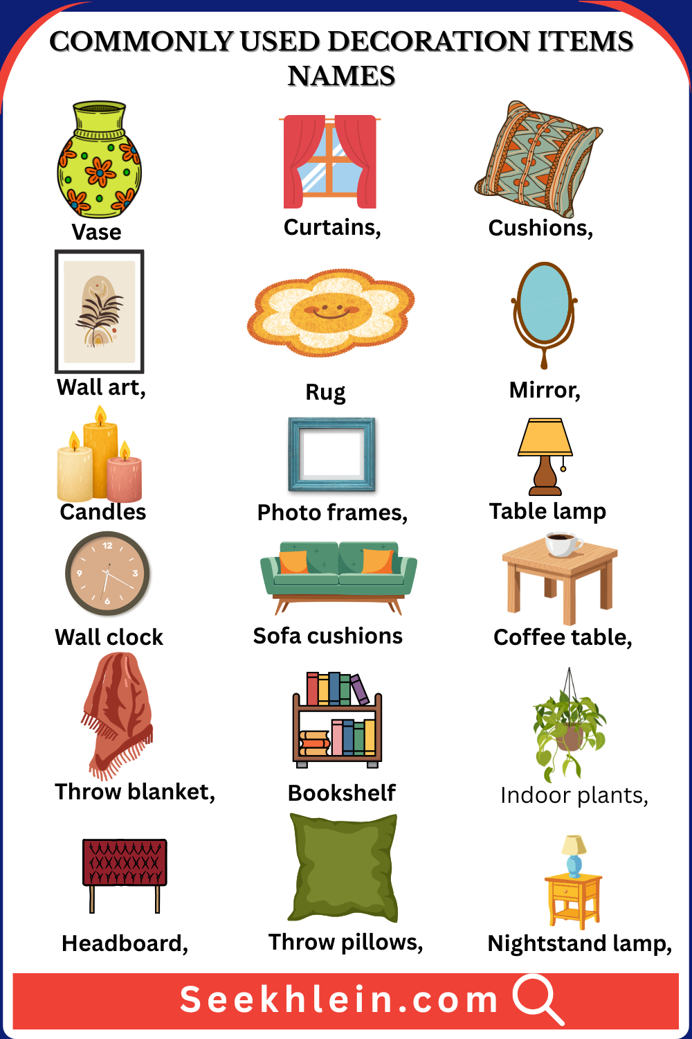Home Decoration Items Names: Complete Picture List