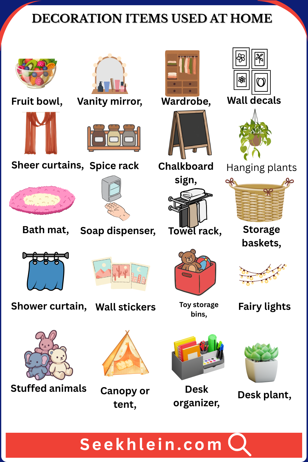 Home Decoration Items Names: Complete Picture List