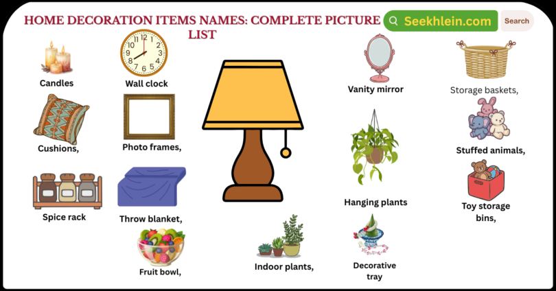 Home Decoration Items Names: Complete Picture List