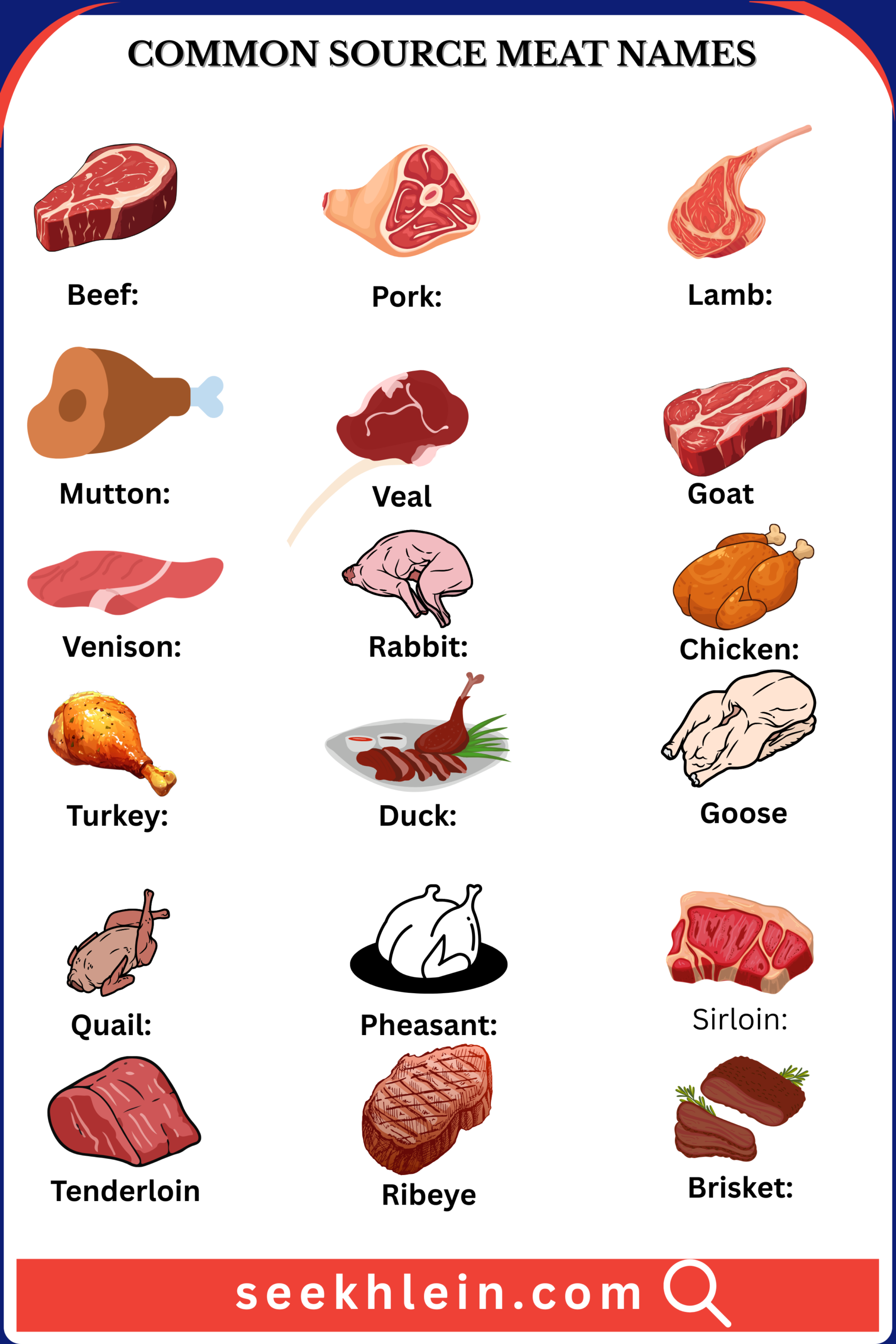 50+ Meat Names in English with Images and Examples